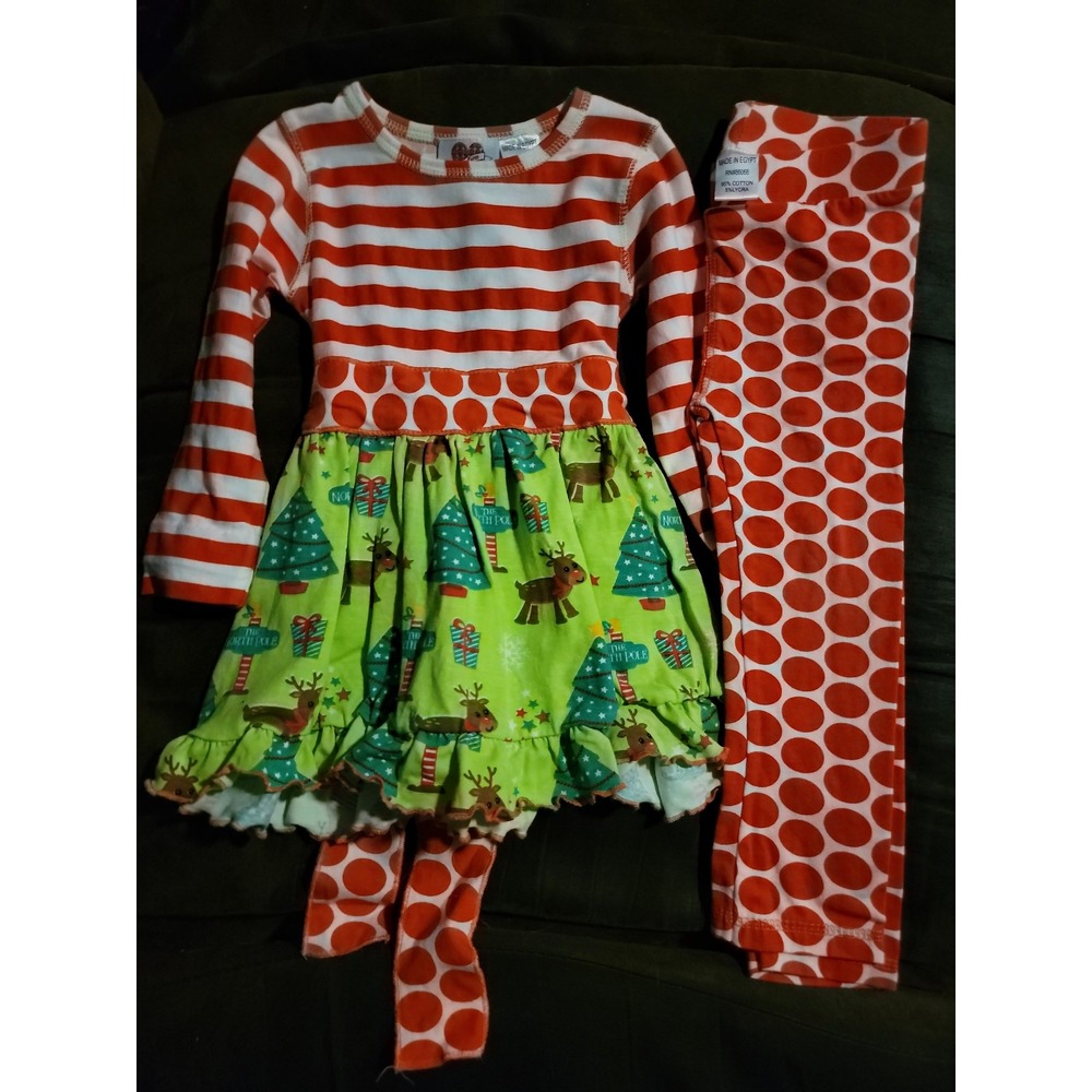 Ann Loren‎ Christmas holiday reindeer dress and leggings size 2t 3t